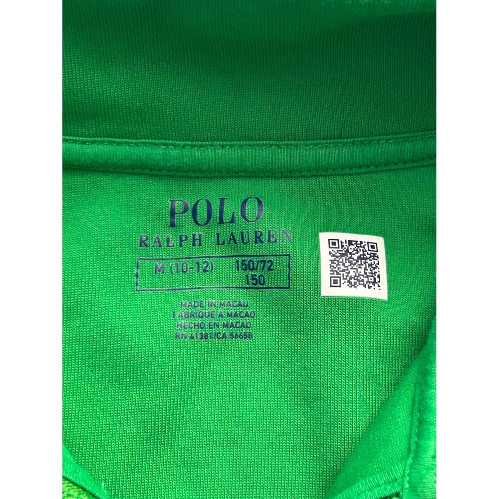 Polo Ralph Lauren Kids M 10-12 Colorblock Quarter Zip Sweatshirt Green Navy Blue - Picture 3 of 8
